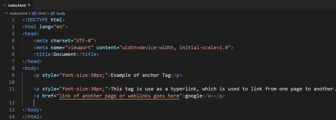 Anchor Tag Code